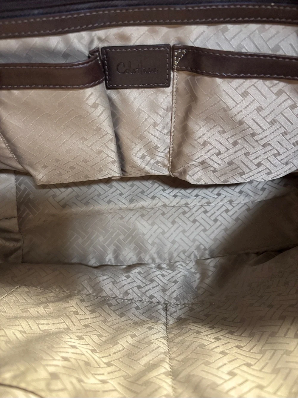 Cole Haan -Woven Leather Tote — Chocolate Brown with Gold Hardware